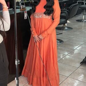 Lengha Elegant Orange Long Dress